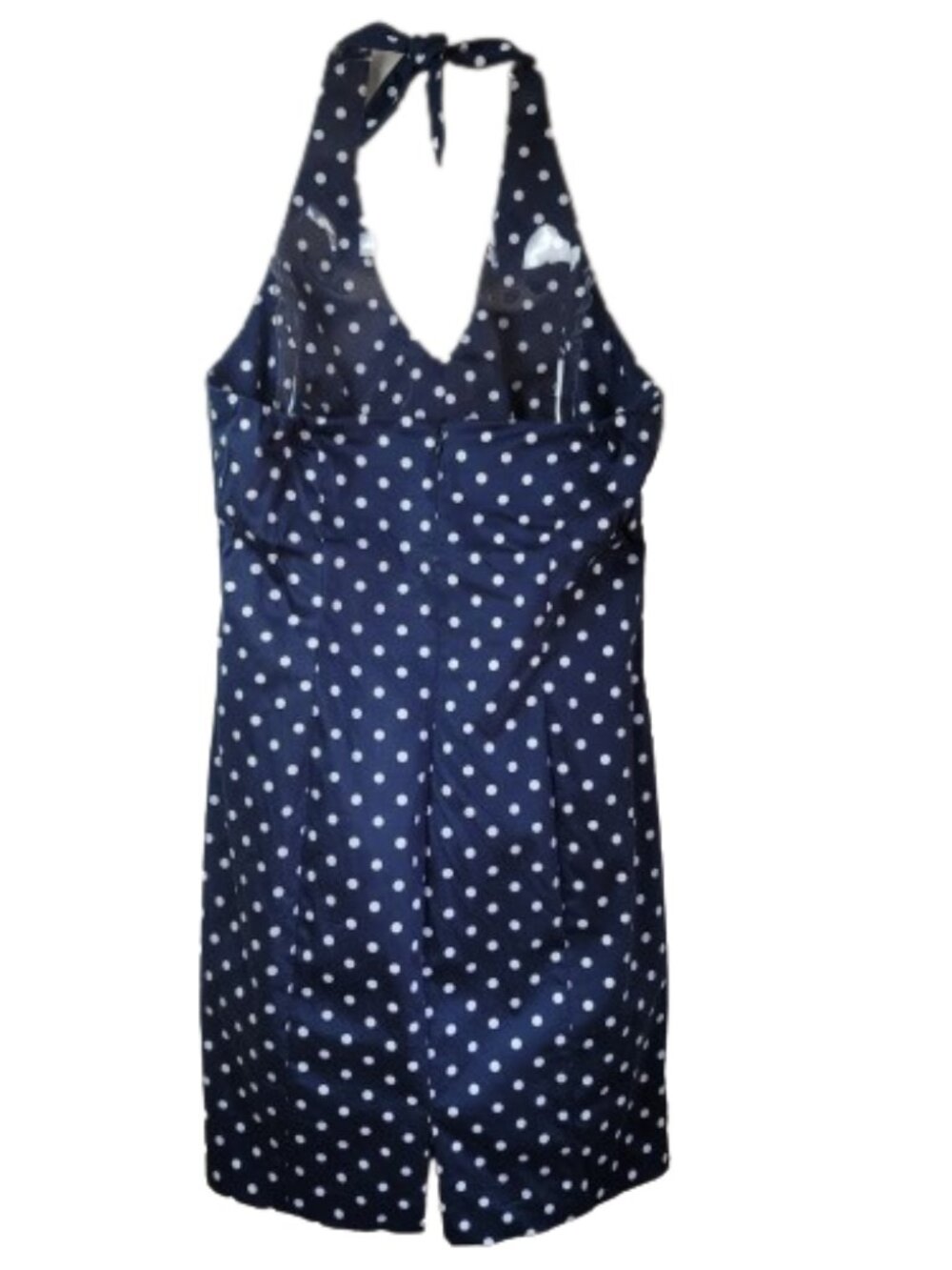 Jones New York Polka Dot Halter Dress Navy White Preppy, Retro, Dainty, Nautical - Picture 11 of 11